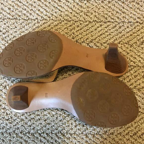 Tory Burch Gold Aerin Heeled Slide 8M - Picture 5 of 10